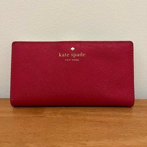 Kate Spade Slim Bifold Wallet Red Saffiano Leather